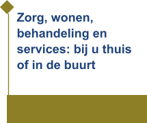 Zorg, wonen, behandeling en services: bij u thuis of in de buurt